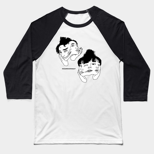 Trippy Face Pack Baseball T-Shirt by drawingsbydarcy